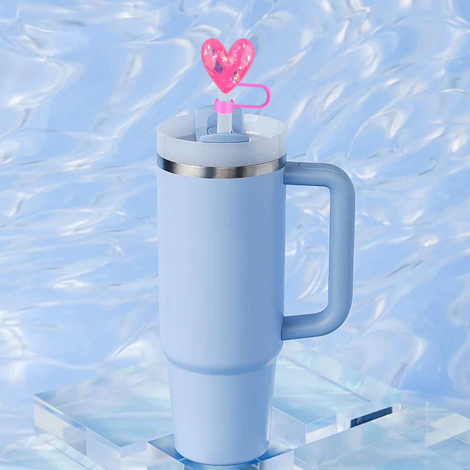 Wholesale New Valentine's Day Series Sequins Love Straw Cap Creative Cartoon Silicone Dust Plug Water Cup Straw Cover Decoration